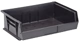 Quantum QUS245 Plastic Storage Stacking Ultra Bin, 13-Inch by 8-Inch by 8-Inch, Black Recycled, Case of 6