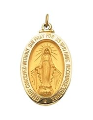14K Yellow Gold Miraculous Medal by US Gems