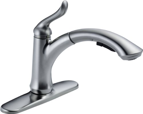 Delta Faucet 4353-AR-DST Linden Single Handle Water-Efficient Pull-Out Kitchen Faucet, Arctic Stainless
