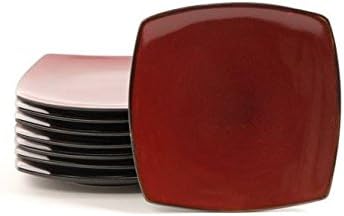 Soho Lounge 7.5" Square Dessert Plates, Red, Set of 8