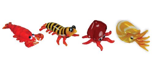 Looking Glass Miniature Collectible - Lobster / Prawn / Squid / Nautilus (4-Pack)