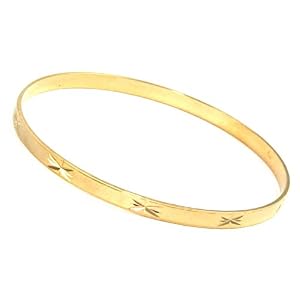 Gorgeous 24K Gold Layered GL Yellow Gold Diamond Cut Bangle Bracelet ~ YOU CHOOSE SIZE (BNB29)