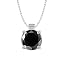10k White or Yellow Gold Round Black Diamond Solitaire Pendant (1/2 ct), 18"