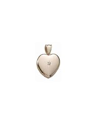 Solid 14k Premium Weight Yellow Gold Heart With Diamond Picture Locket Just Under 1 inch x 1 inch