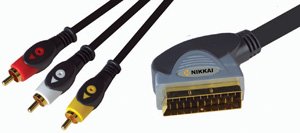 Childrens Toyshop  Electronics : nikkai stereo, phono and video to scart adapter. 3m.