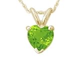 All-Natural Genuine 6 mm, Heart Shape Peridot pendant set in 14k Yellow gold