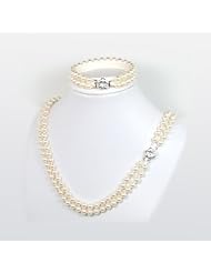 Blue Pearls - Cultured Pearl 2 Strand Necklace and Bracelet Set - BPS 0140 Y