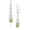 Sterling Silver Celtic Knot and Genuine Peridot Hook Earrings