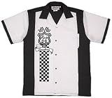 Route 66 Speedway Bowling Shirt White & Black Retro Bowler