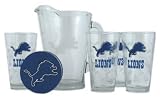 Detroit Lions Pint Glasses and Beer Pitcher Set |Detroit Lions Gift Set