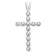 14K White Gold Diamond Cross Pendant - 26.50x13.50mm