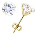 14KT Gold .80 Carat Cubic Zirconia SOLITAIRE Stud Earrings