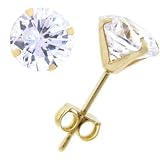 14KT Gold .80 Carat Cubic Zirconia SOLITAIRE Stud Earrings