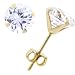 14KT Gold .80 Carat Cubic Zirconia SOLITAIRE Stud Earrings