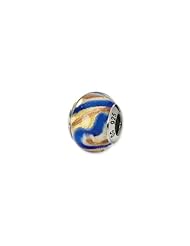 Yellow, Gold and Blue, Murano Glass Charm for 3mm Bracelets