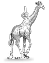 Genuine Elegante (TM) .925 Sterling Silver Giraffe Charm. 100% Satisfaction Guaranteed.