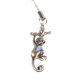 Hand Crafted Cellular Phone Charm - Animal Monkey - Gold
