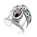 Sterling Silver Medieval GARNET Armor Ring