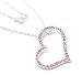 Bright Pink Crystal Large Floating Heart Silver-Tone Pendant Necklace 16