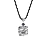 Necklace-N440-CeramicStonePendantHungonaTriple-StrandTwistedSilk/SatinCord+2