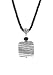 Necklace - N440 - Ceramic Stone Pendant Hung on a Triple-Strand Twisted Silk / Satin Cord + 2" Extension Chain - Square Shape ~ Black and White Stripes