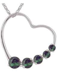 0.50 Cts AA Round Chrome Di-Opside Journey Heart Pendant in 14K White Gold