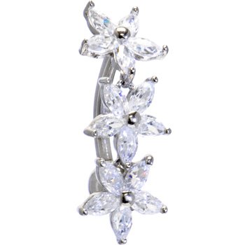 Childrens Toyshop  Jewelry : Solid 14KT White Gold TOP MOUNT Cubic Zirconia LILY DROP Belly Ring