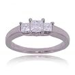 Three Stone Diamond Ring in Solid 14 Karat White Gold
