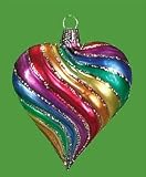 Rainbow Heart 3 1/2 Ornament - set of 6