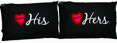 Personalized His & Hers Pillowcase Set (HEARTS BLACK)