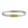 18k Gold Plated And Sterling Silver Love Plaque Inspirational Flex Bangle Bracelet