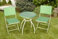Bliss Hammocks WBS-153 Wicker Bistro Set - Green with Brown Frame