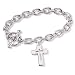 Sterling Silver Pierced Cross 7.5-inch Toggle Bracelet