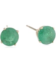 14k Gold 5mm Round-Cut Emerald 4-Prong Studs