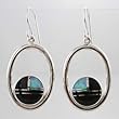 Sterling Silver Earrings with Black Onyx and Lab Opal Inlay, #10171