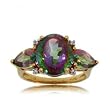 Mystic Fire Topaz Diamond Ring in Solid Yellow Gold