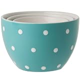 Signature Housewares Dots 3-Piece Bowl Set, 4- 5- and 6-Inch, Turquoise