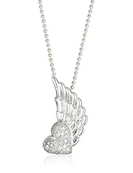 King Baby "Wing" 18K White Gold Winged Heart Pendant Necklace with Pave Diamonds