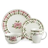 Pfaltzgraff Christmas Plaid Dinnerware Set, 32 Piece, Service for 8
