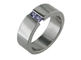Lea Titanium Band with Tension Set Princess Cut Cz Iolites