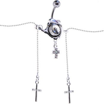 Childrens Toyshop  Jewelry : Crystalline Gem Dolphin Cross Dangle BELLY CHAIN