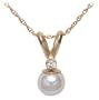 14k Yellow Gold Freshwater Cultured Pearl  5.0-5.5mm Pendant w/ Diamond (.02ctw)