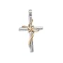 Sterling Silver 14 Karat Gold Plate and Rhodium Plated Sterling Silver Cross Pendant