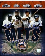 Mets, New York Autographed/Hand Signed 8x10 Photo By Carlos Delgado, Jose Reyes, David Wright and Ca