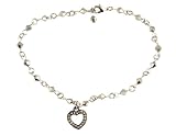 Anklet - A26 - Sized to Fit - Swarovski (tm) Crystal Beads ~ Hematite (Gunmetal Color) with Heart Charm
