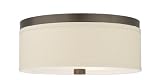 Forecast Lighting F1318-20 Embarcadero Two-Light Flushmount with Vanilla Fabric Shades and Etched White Glass, Sorrel Bronze
