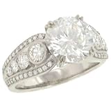 3 Row Round Diamond Engagement Ring .98cttw (CZ ctr)