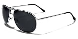 Air Force Lunettes de Soleil Aviator - Ville - Mode - Conduite - Motard - Protection / Mod. Classic Argent Gris Fonc� / Taille Unique Adulte / Protection 100% UV400