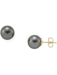 Tahitian Black Pearl Earrings in 14K Yellow Gold (9-10mm)