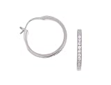 Sterling Silver Channel Set Round CZ Earrings